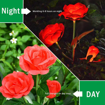 6616a Garden Solar Outdoor Rose Lights Decorative  Waterproof Flower Light For Garden Patio Landscape Pathway Yard Holiday Decoration