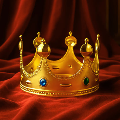 Golden Royal Crown With Colored Gems (1 Pc)