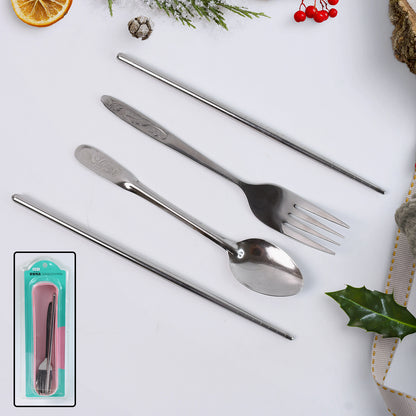 Portable Utensils Travel Camping Cutlery Set 4 Pc With Case