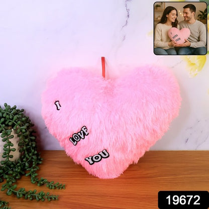 Soft Plush Heart Shape Cushion With I Love You (1 Pc)