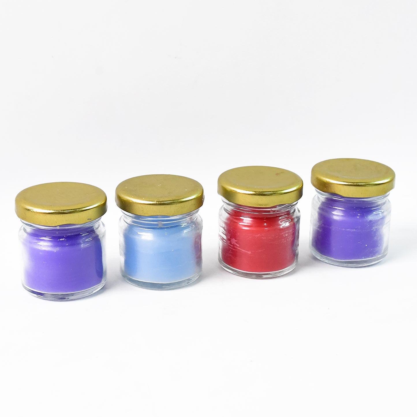 Wax Candle Set In Glass Jars With Gold Lids (4 Pc)