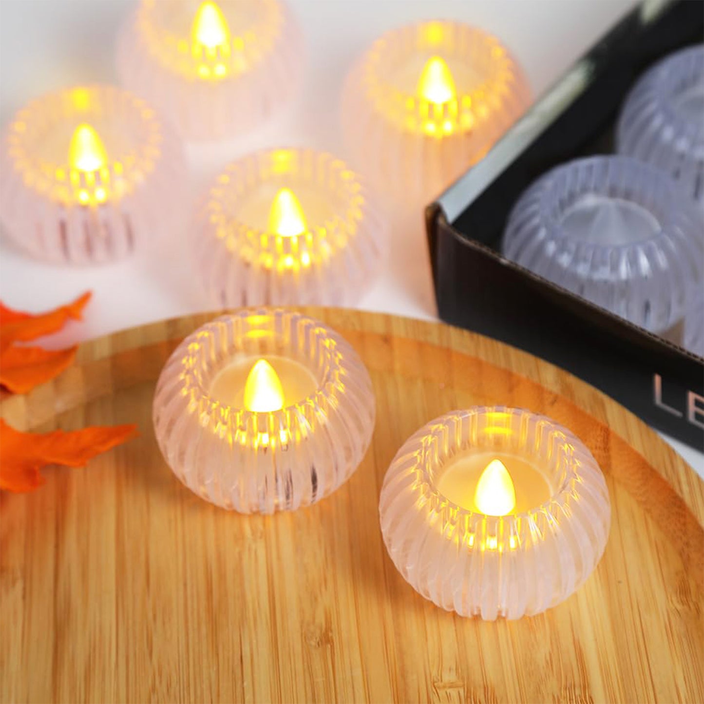 Set Of 12 Led Crystal-effect Flameless Smokeless Decorative Candles