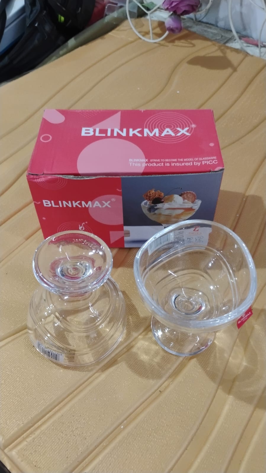 Glass Footed Dessert Bowl Ice Cream Cup (2 Pcs Set)