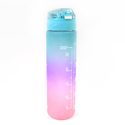 Plastic Colorful Motivational Water Bottle With Straw (900 Ml)