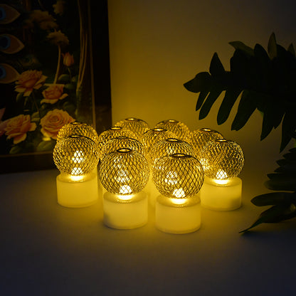 Led Ball Shaped Decorative Light With Mesh Cover (12 Pc  Set)