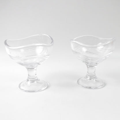 Glass Footed Dessert Bowl Ice Cream Cup (2 Pcs Set)